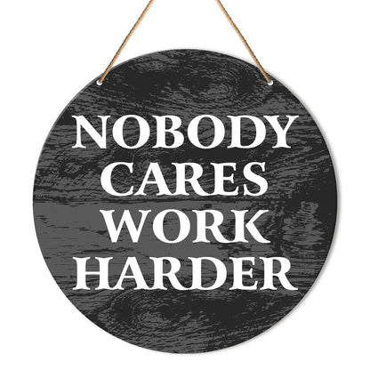Muktoujaumai Gym Motivation Signs Wall Decor Home Gym Inspirational Wall Decor Gym Hanging Signs Rustic Decorations for Office Fitness Workout Room Nobody Cares Work Harder