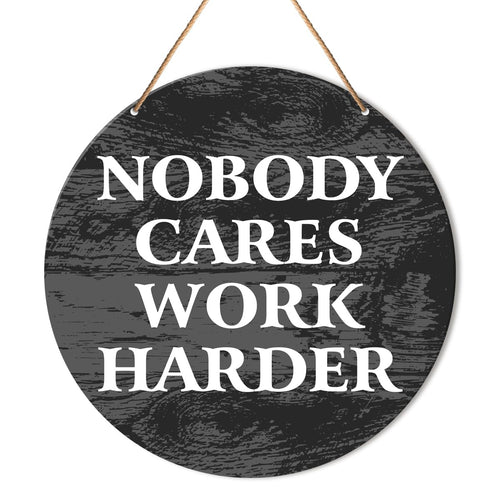 Muktoujaumai Gym Motivation Signs Wall Decor Home Gym Inspirational Wall Decor Gym Hanging Signs Rustic Decorations for Office Fitness Workout Room Nobody Cares Work Harder